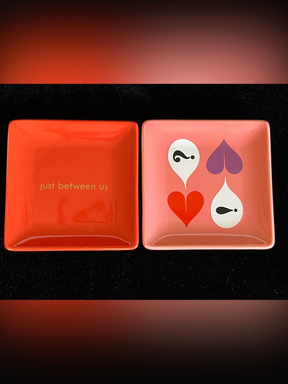 KATE SPADE Sweet Talk Just Between Us Set of 2 Trinket Dishes Jewelry Trays